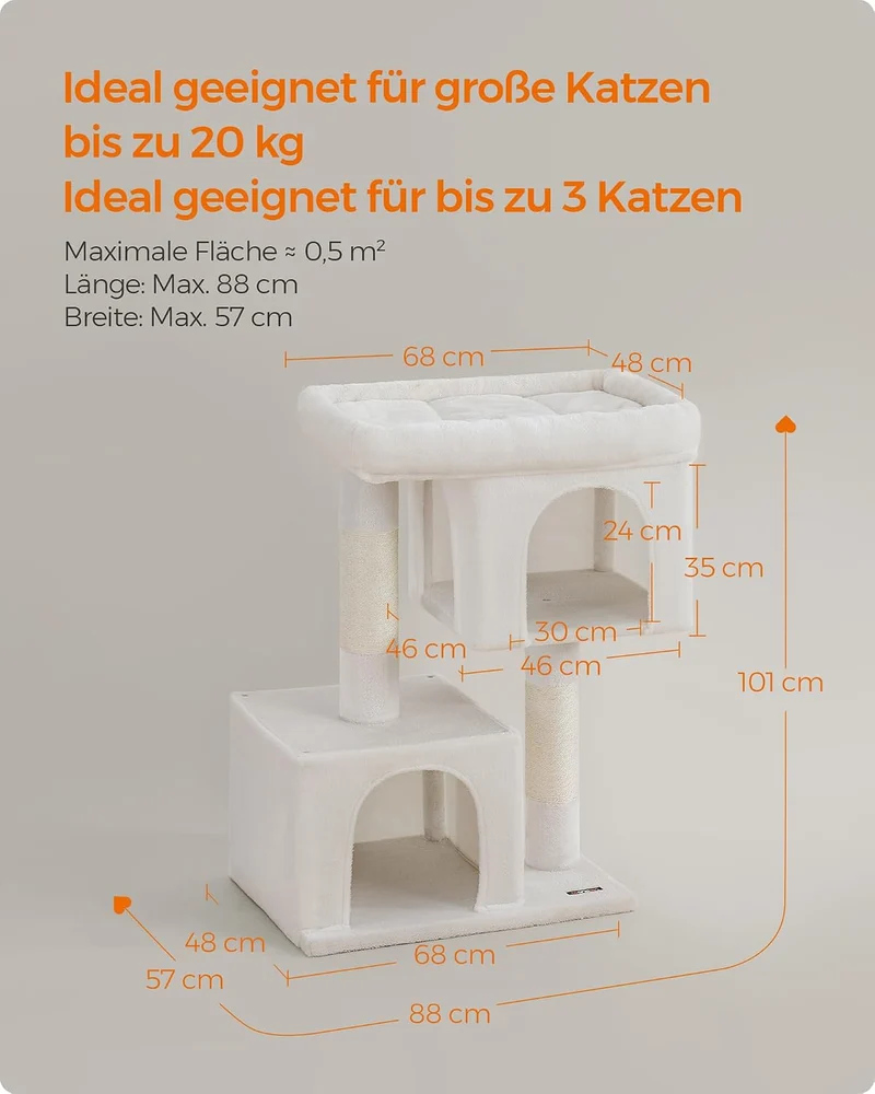 Feandrea Kratzbaum, 101 cm Katzenbaum, XL, Katzenhaus für extra grosse Katzen bis zu 20 kg, grosse P
