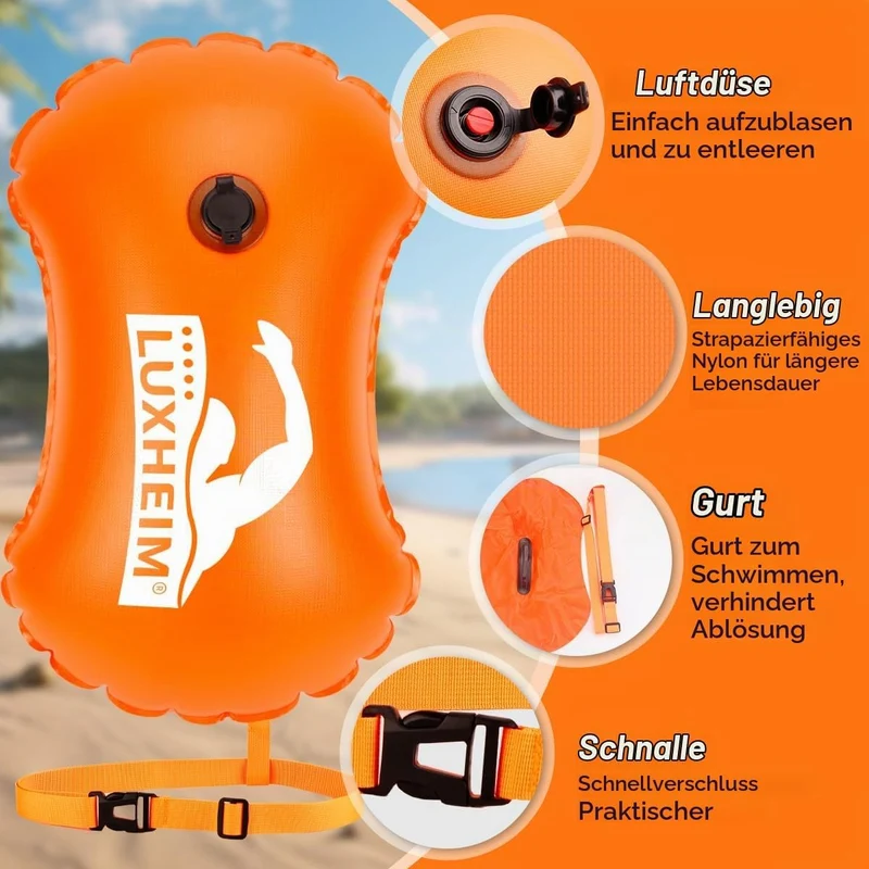 2 Pack Schwimmen Boje Schleppschwimmer für Open Water Schwimmen gut sichtbar Schwimmer Dry Bag wasse