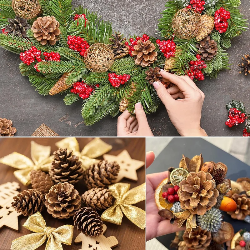55 Stück natürlichen Tannenzapfen Weihnachts-Tannenzapfen Ornamente Grosse mittlere und kleine Gröss
