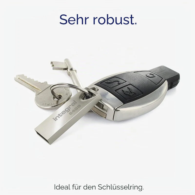 Integral 64GB USB-Speicher 2.0 Flash-Laufwerk Arc mit Metallgehäuse für Schlüsselringe, eine stilvol