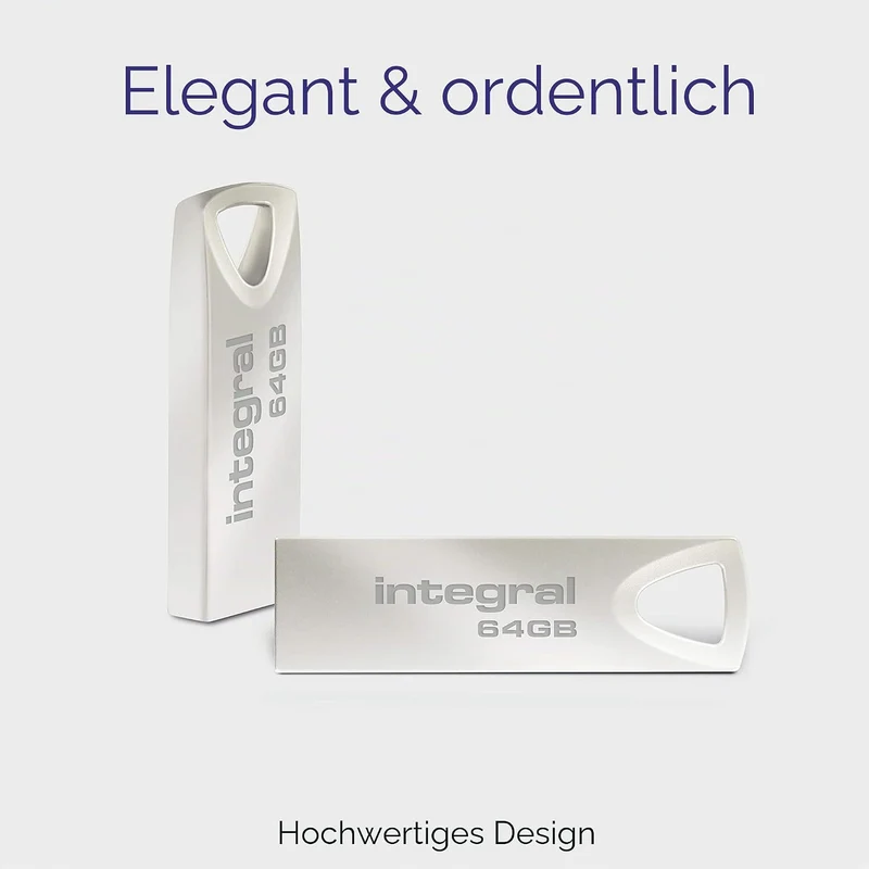 Integral 64GB USB-Speicher 2.0 Flash-Laufwerk Arc mit Metallgehäuse für Schlüsselringe, eine stilvol
