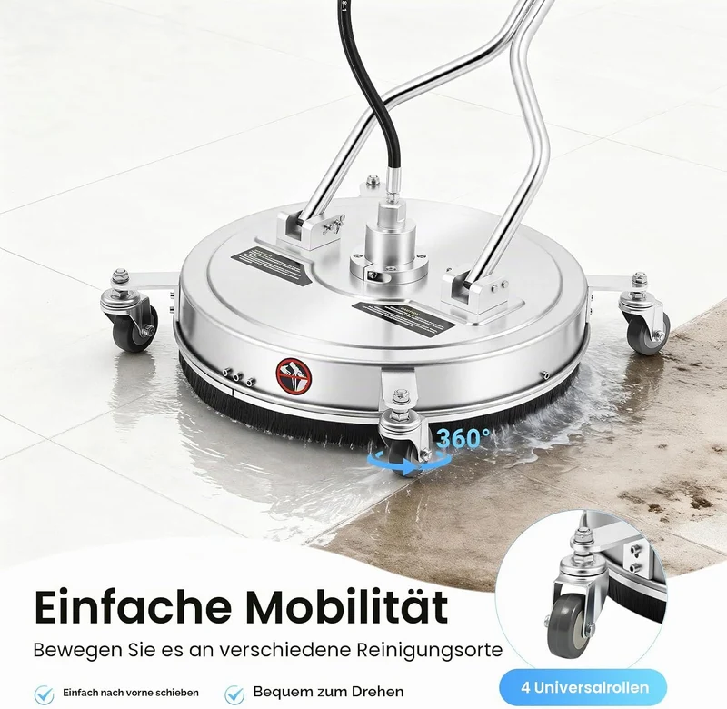 4500 Psi Hochdruckreiniger FüR OberfläChen Schwenkbarer Radreiniger Edelstahl Waschaufsatz Terrassen