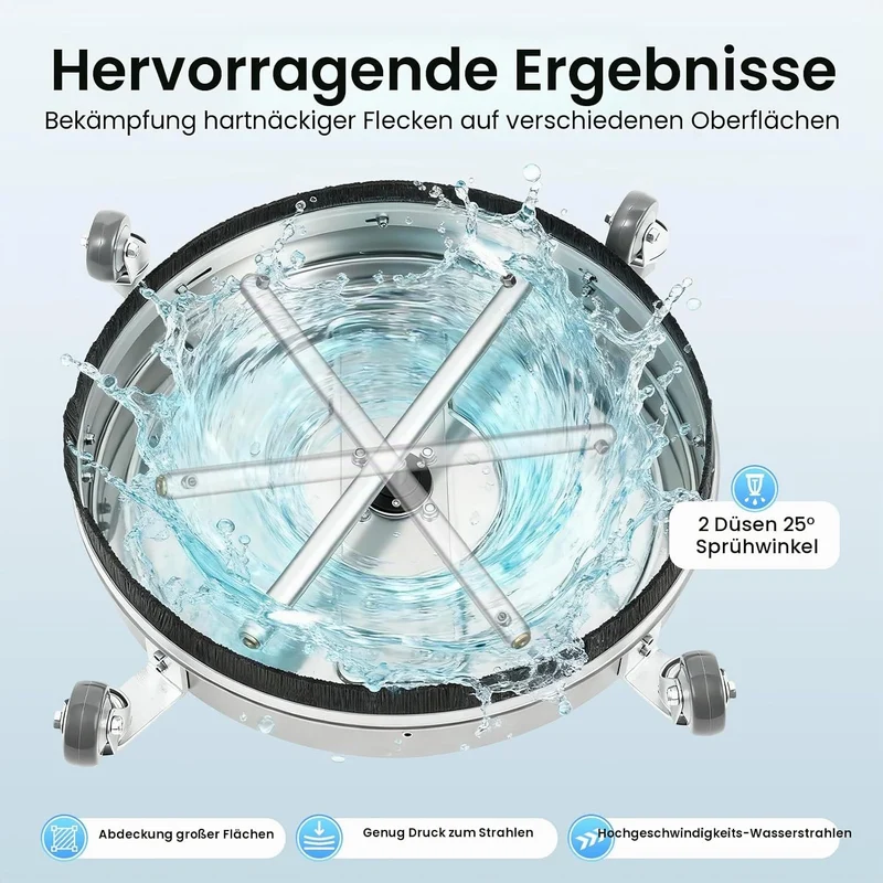 4500 Psi Hochdruckreiniger FüR OberfläChen Schwenkbarer Radreiniger Edelstahl Waschaufsatz Terrassen
