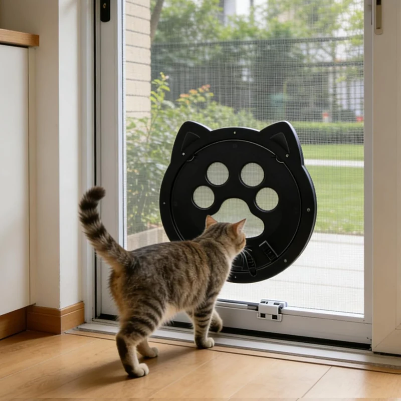 Katzenklappe für Fliegengitter 26 * 26.5cm Hundeklappe für Fliegengitter, Fliegengitter Tür mit Katz