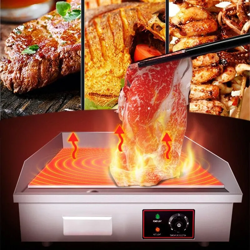 Elektrischer Grill, 3000W Arbeitsplattengrillplatte Grillplatte Edelstahl Elektro Grill 55 x 36 cm f