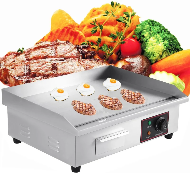 Elektrischer Grill, 3000W Arbeitsplattengrillplatte Grillplatte Edelstahl Elektro Grill 55 x 36 cm f