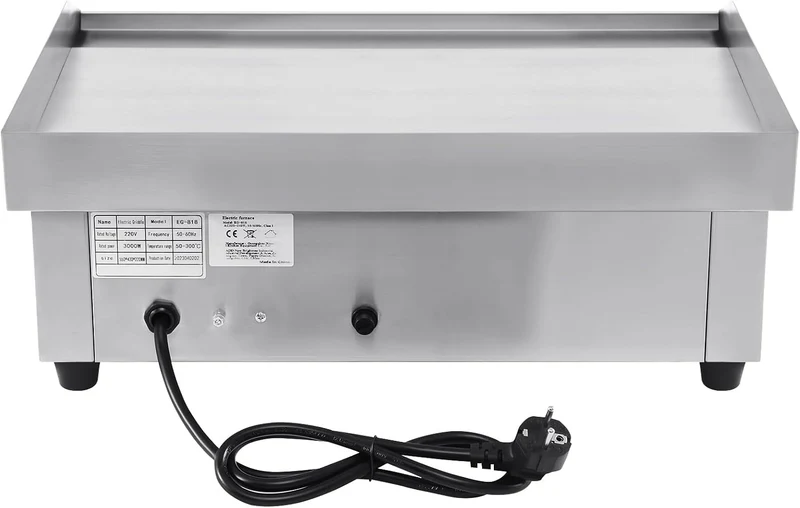 Elektrischer Grill, 3000W Arbeitsplattengrillplatte Grillplatte Edelstahl Elektro Grill 55 x 36 cm f