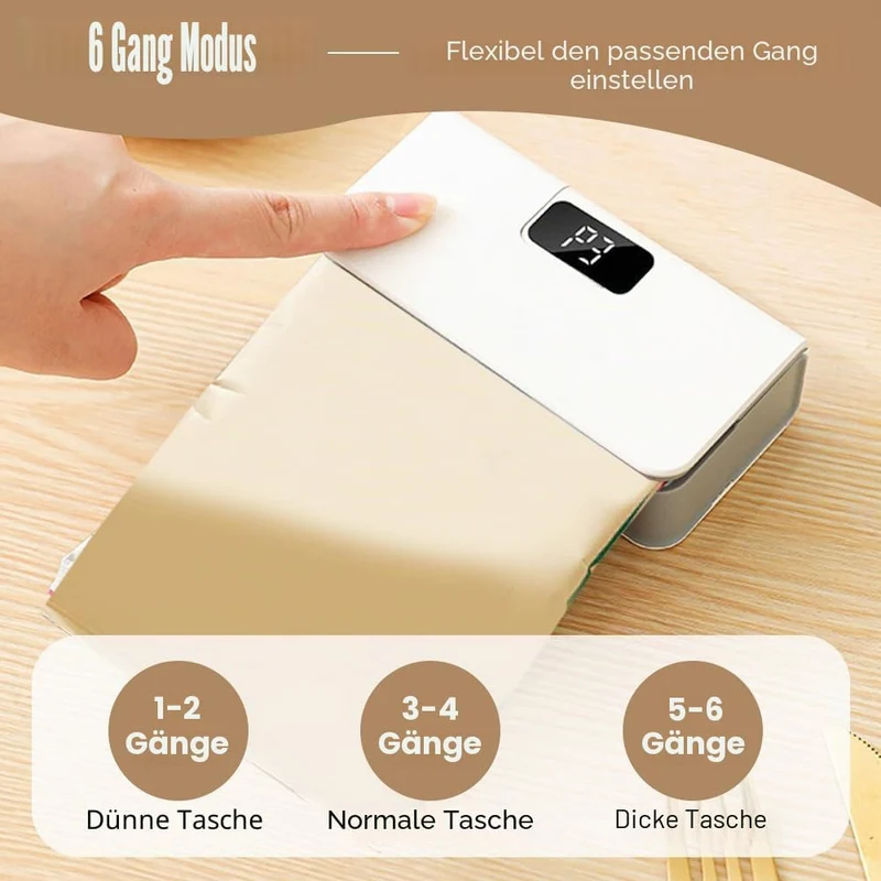 Mini Folienschweissgerät, 2 in 1 USB Beutelverschliesser mit Cutter, 6-Gang-Steuerung, Tragbare Vers