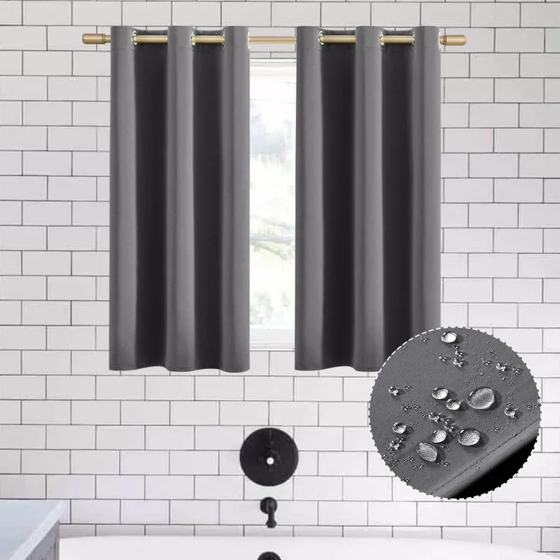 XTMYI Badezimmer-Vorhänge, Fenster, wasserdicht, 122 cm lang, Verdunkelung, Kurze Vorhänge für Fenst