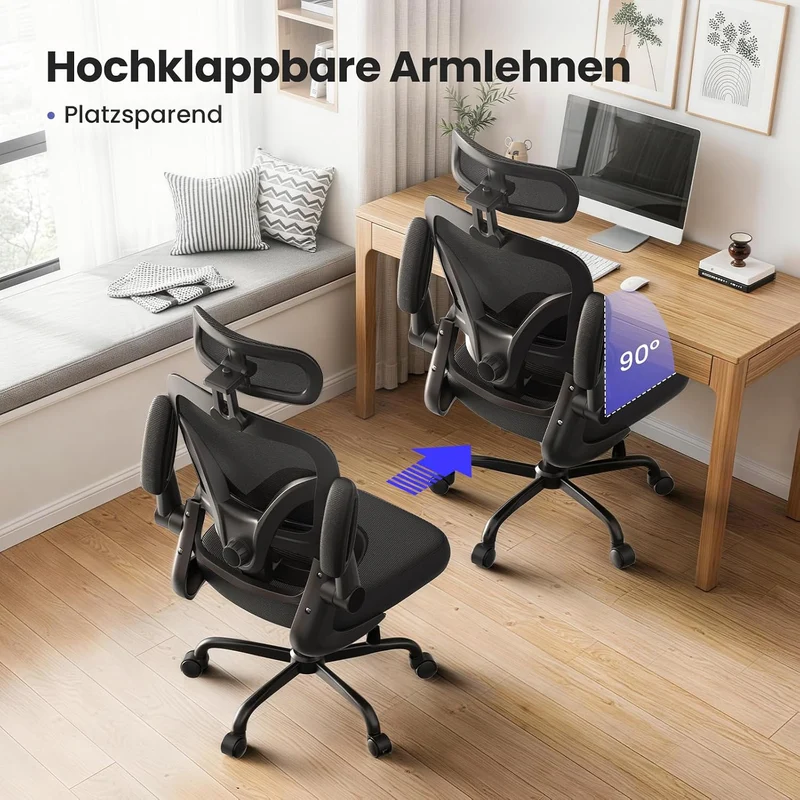 naspaluro Ergonomischer Bürostuhl mit Dynamischer Lordosenstütze, Schreibtischstuhl mit 3D-Kopfstütz
