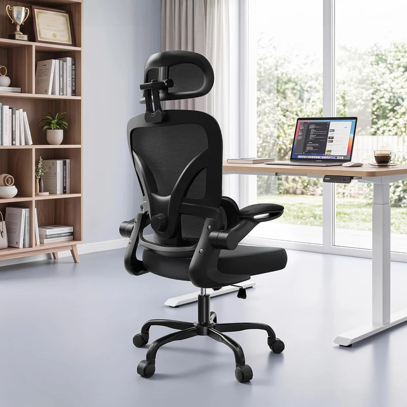 naspaluro Ergonomischer Bürostuhl mit Dynamischer Lordosenstütze, Schreibtischstuhl mit 3D-Kopfstütz