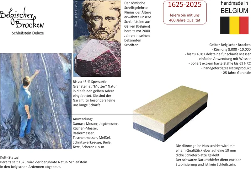 GELBER BELGISCHER BROCKEN original I Schleifstein für Messer & Werkzeug I Messer-Schärfer Grösse 150