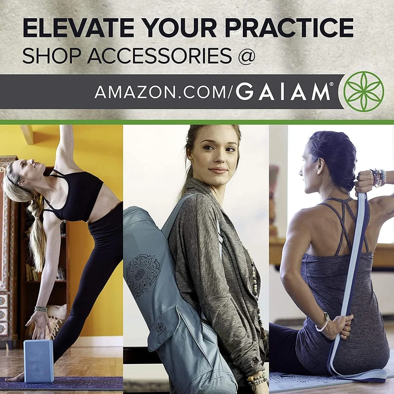 Gaiam Yogamatte, 5 mm dick, rutschfest, für alle Arten von Yoga, Pilates und Bodentraining (172,7 x