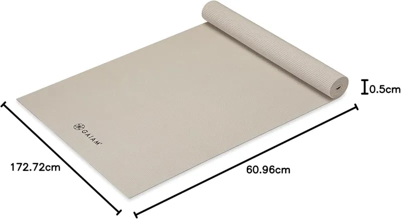 Gaiam Yogamatte, 5 mm dick, rutschfest, für alle Arten von Yoga, Pilates und Bodentraining (172,7 x