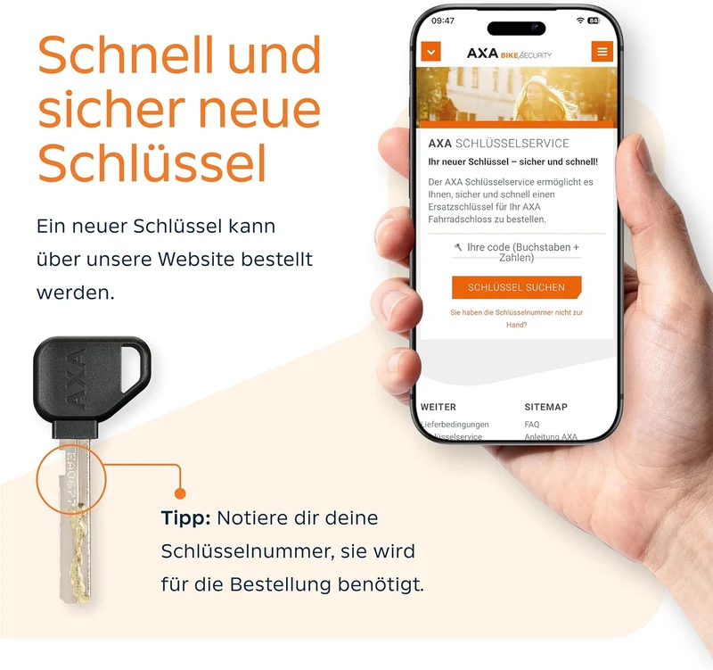 AXA Atlas Large Retractable + ULC 130 Einsteckkette + Satteltasche – Rahmenschloss Set – Sicherheits