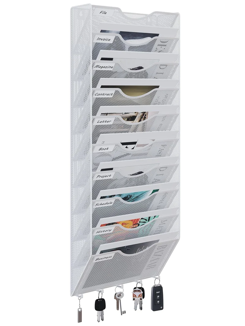 EasyPAG 10 Fächer Metall A4 Zeitschriften Wandhalter Zeitschriftenhalter Wand Aktenablage Dokumenten