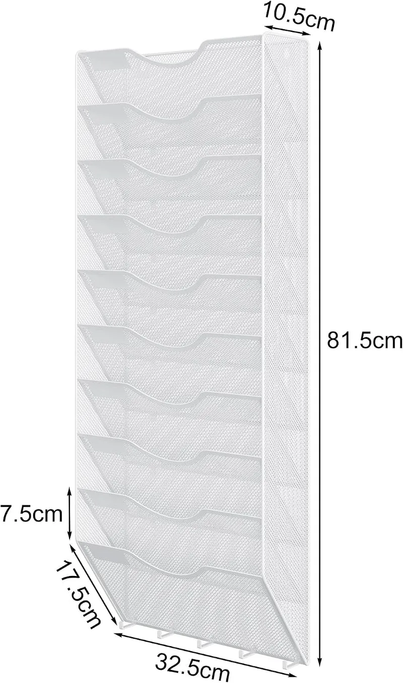 EasyPAG 10 Fächer Metall A4 Zeitschriften Wandhalter Zeitschriftenhalter Wand Aktenablage Dokumenten