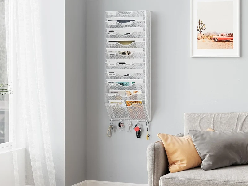 EasyPAG 10 Fächer Metall A4 Zeitschriften Wandhalter Zeitschriftenhalter Wand Aktenablage Dokumenten