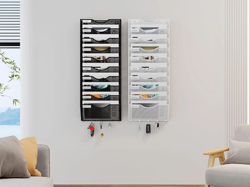 EasyPAG 10 Fächer Metall A4 Zeitschriften Wandhalter Zeitschriftenhalter Wand Aktenablage Dokumenten