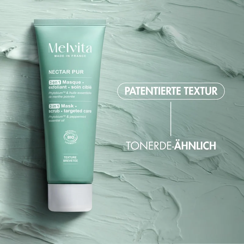 Melvita - 3-in-1 Peeling-Maske - Nectar Pur - Mischhaut bis fettige Haut - "Tonerde-ähnliche" Textur