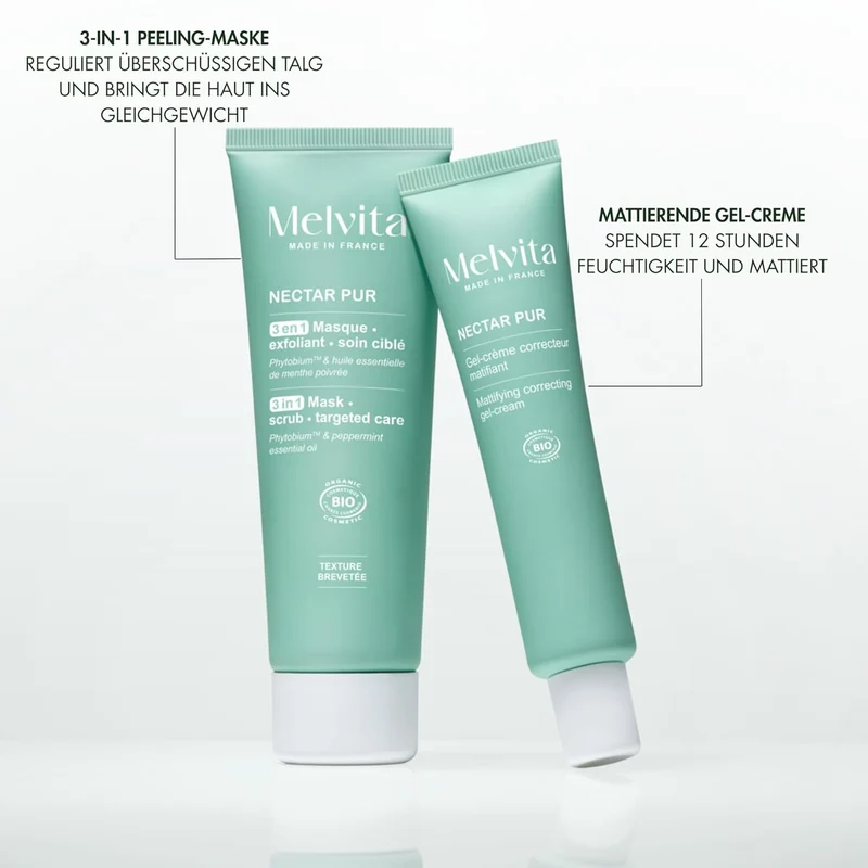Melvita - 3-in-1 Peeling-Maske - Nectar Pur - Mischhaut bis fettige Haut - "Tonerde-ähnliche" Textur