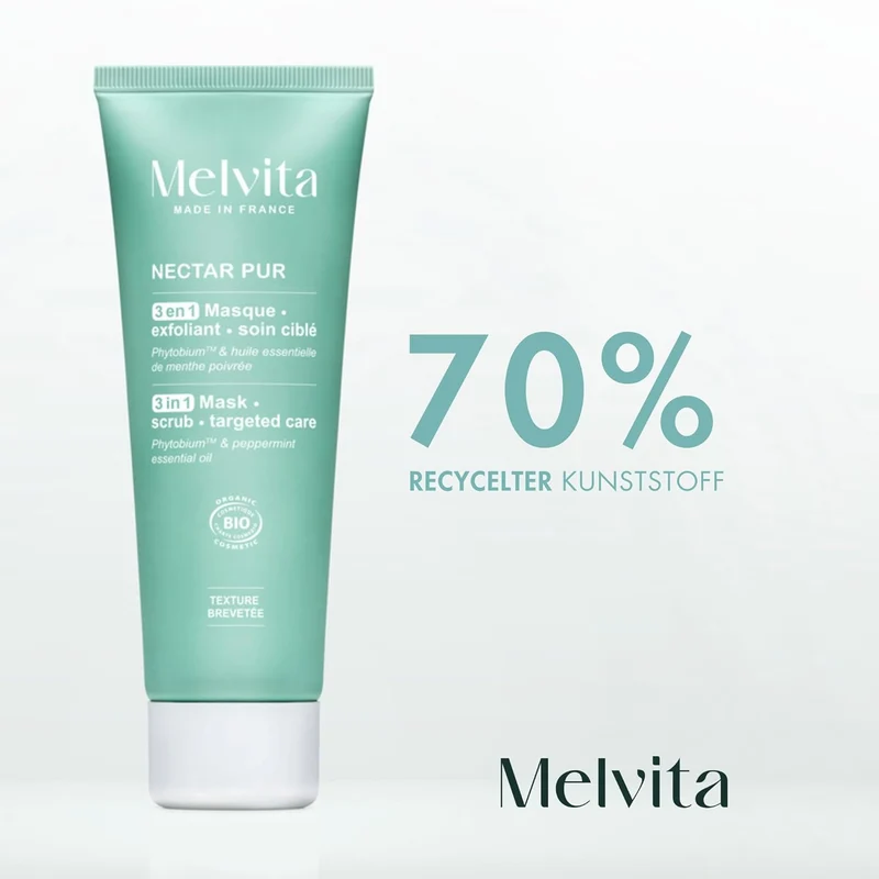 Melvita - 3-in-1 Peeling-Maske - Nectar Pur - Mischhaut bis fettige Haut - "Tonerde-ähnliche" Textur