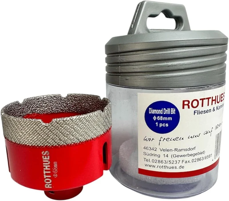 Matrix Diamant-Bohrkrone Hohlbohrer Ø68 x15x60 mm Rot M14 Segmenthöhe 15 mm für Fliesen Porzellan Ke