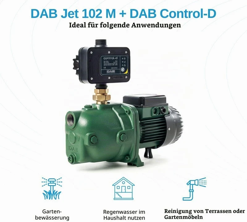 DAB Jet 102 M + DAB Control-D Hauswasserautomat - 3.600 L/Std. - 1130W - Förderhöhe 54 m - Automatis