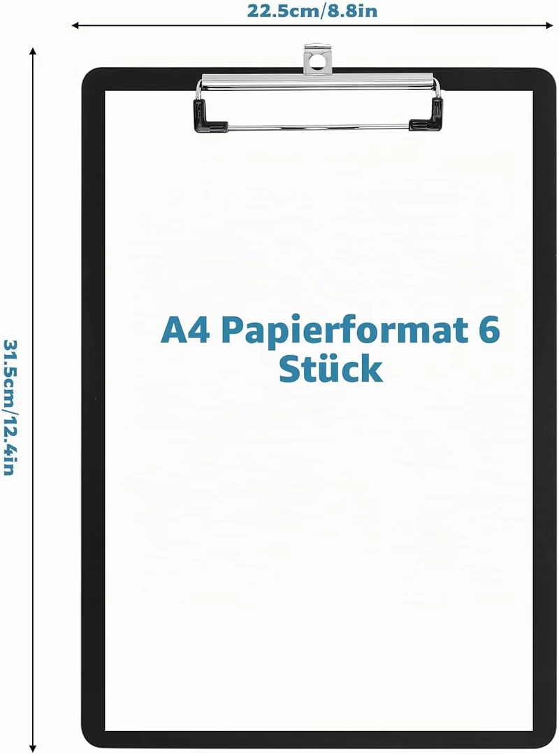 7 Stück Klemmbrett A4, Clipboard A4 Klemmbrettmappe mit Clip, Kunststoff Klemmbretter, Schreibbrett