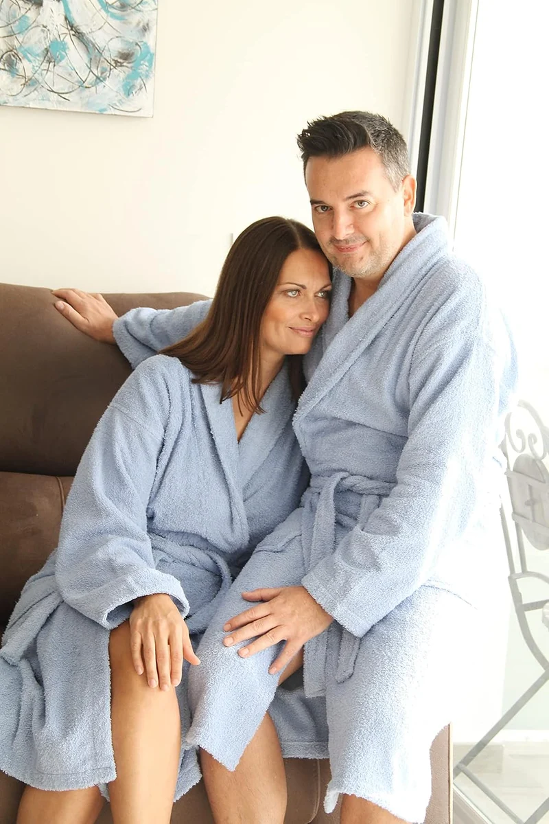 LEBENGOOD Bademantel für Damen, Herren, Unisex, Frottee 100% Baumwolle 400 gr, Flauschig, Kuschelig,