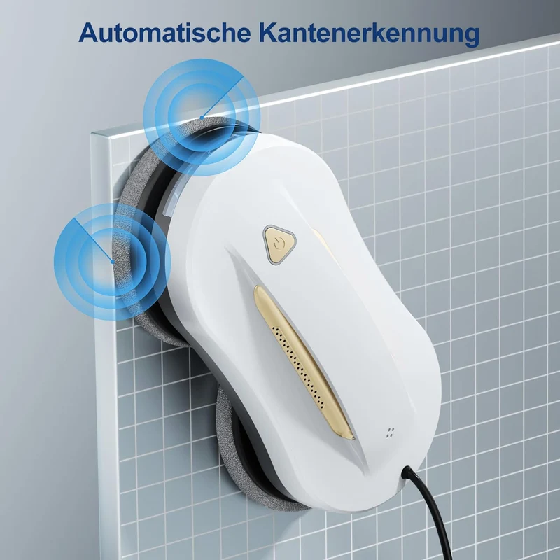 Fensterputzroboter mit KI-Navigation, Sprühfunktion und App-Steuerung Metallic Weiss Hellgold, Metal