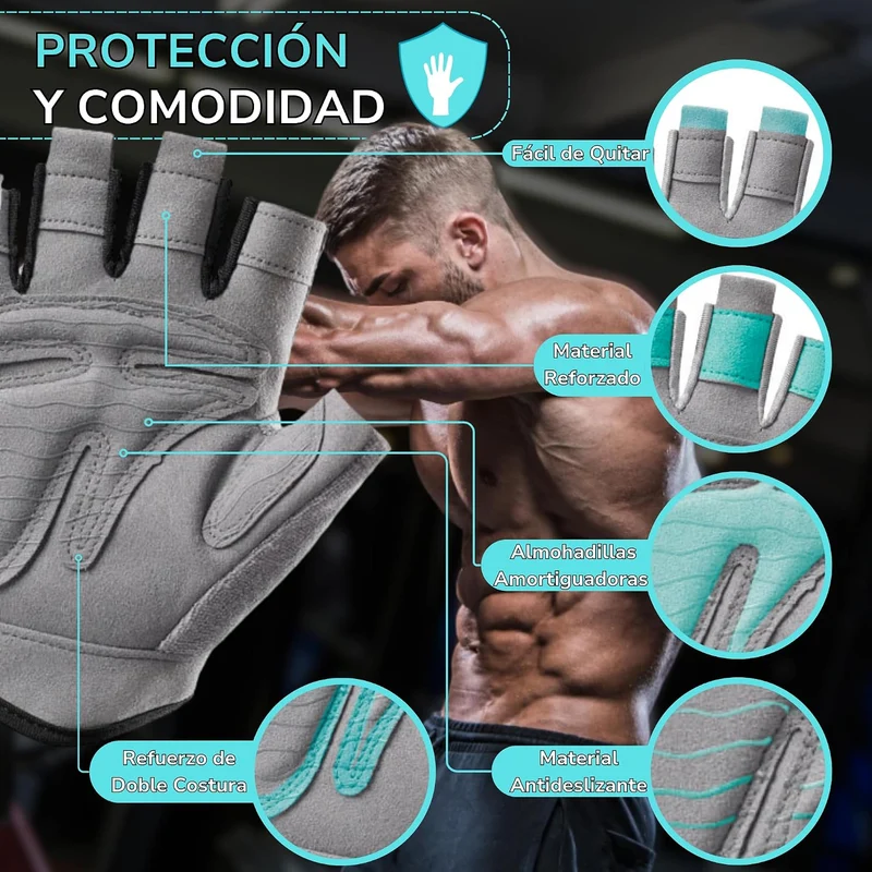 Fitnesshandschuhe | Crossfit-Handschuhe für Damen und Herren, atmungsaktiv, rutschfest und gepolster