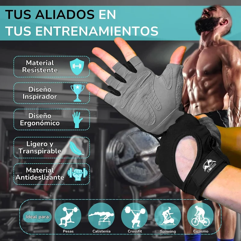 Fitnesshandschuhe | Crossfit-Handschuhe für Damen und Herren, atmungsaktiv, rutschfest und gepolster