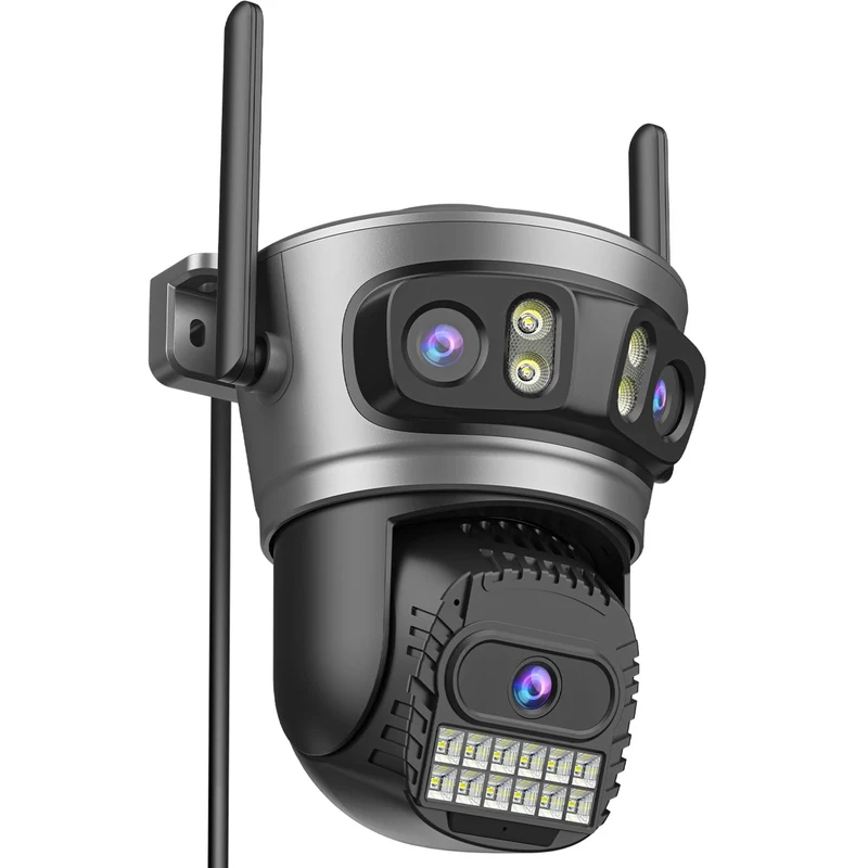ANBIUX 3-in-1 überwachungskamera aussen WLAN - 2.4/5GHz WiFi Kamera Outdoor mit 360° Sicht, Farb-Nac