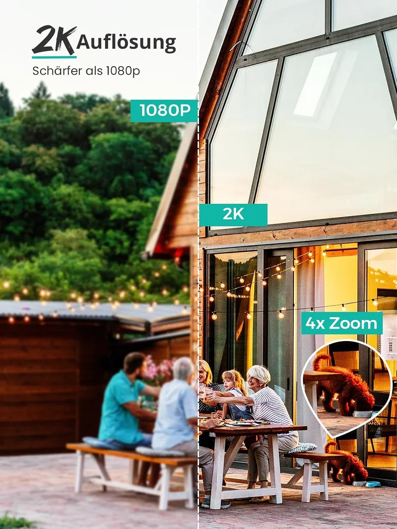 ANBIUX 3-in-1 überwachungskamera aussen WLAN - 2.4/5GHz WiFi Kamera Outdoor mit 360° Sicht, Farb-Nac