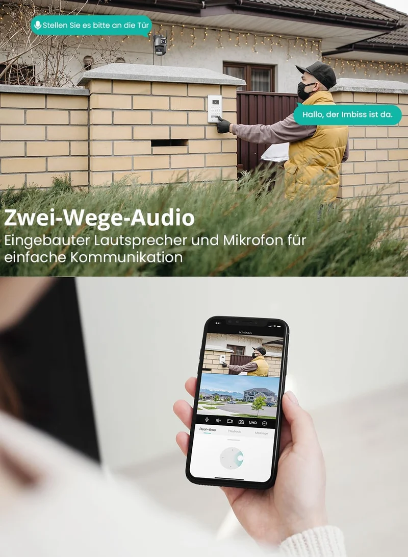 ANBIUX 3-in-1 überwachungskamera aussen WLAN - 2.4/5GHz WiFi Kamera Outdoor mit 360° Sicht, Farb-Nac