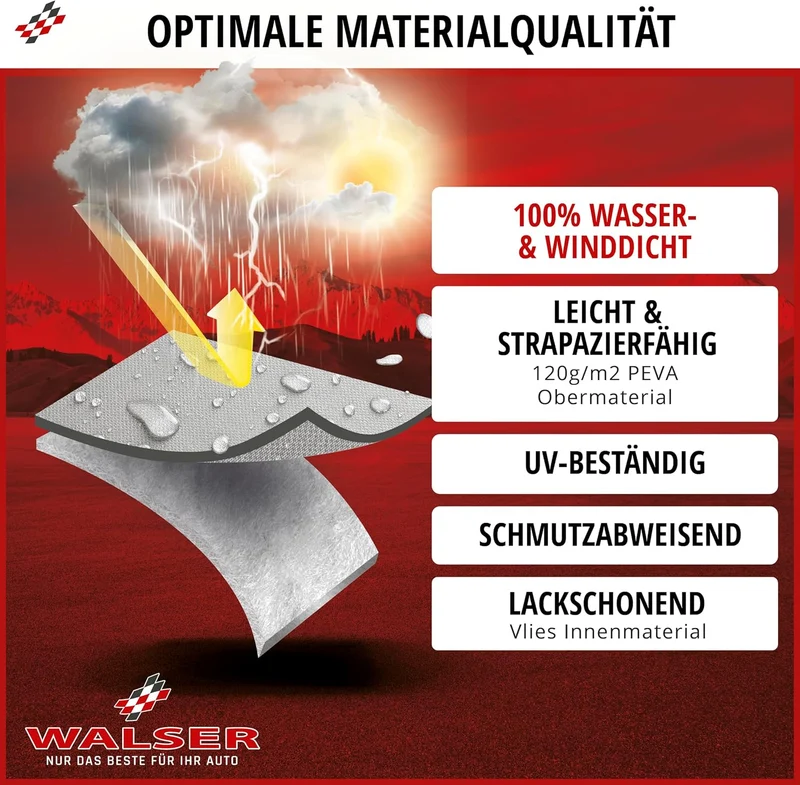 WALSER Abdeckplane Auto All Weather Basic, Abdeckplane wasserdicht, 100% wetterfeste Auto Abdeckplan