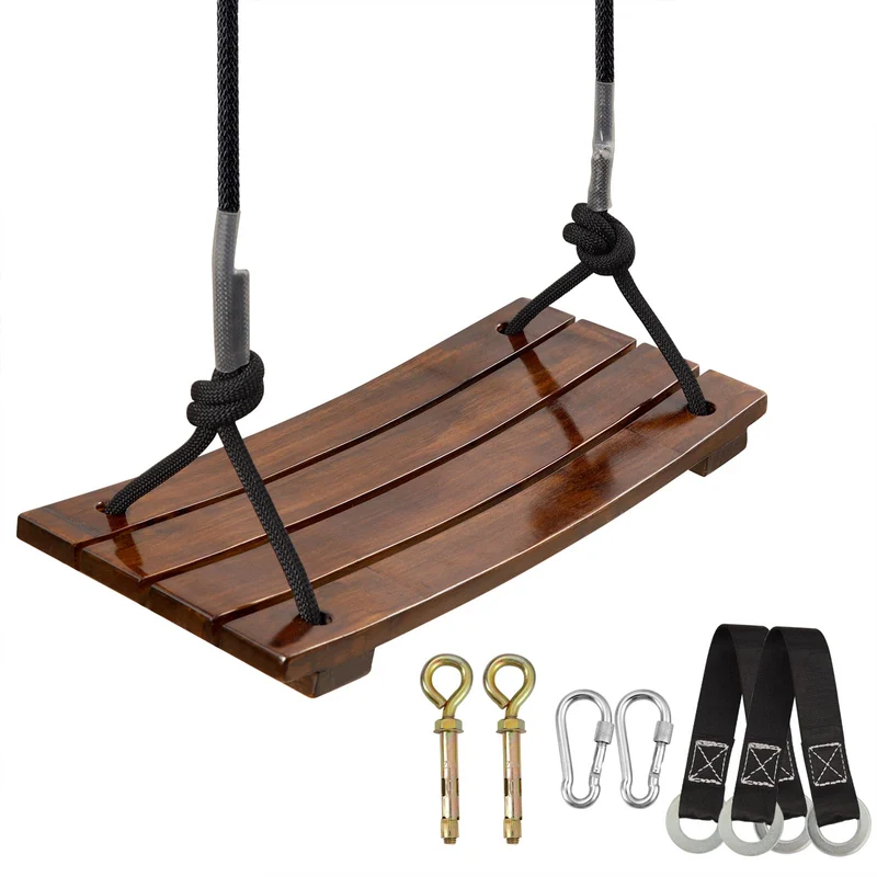 PELLOR Holz Schaukel, Holz Holzschaukelsitz, Antikorrosive Schaukel für Erwachsene Kinder, Garten Sc