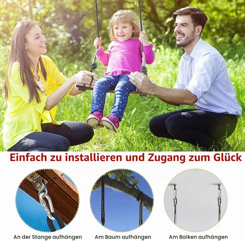 PELLOR Holz Schaukel, Holz Holzschaukelsitz, Antikorrosive Schaukel für Erwachsene Kinder, Garten Sc