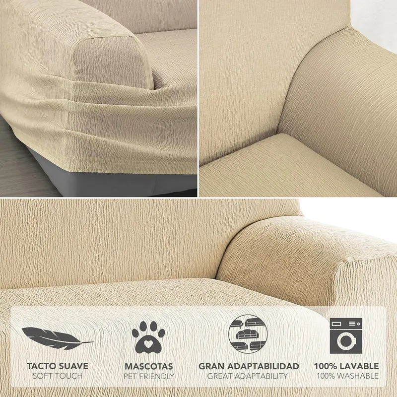 Martina Home Elastischer Sofabezug Modell Emilia 2 Plätze beige, 2 Plätze Beige