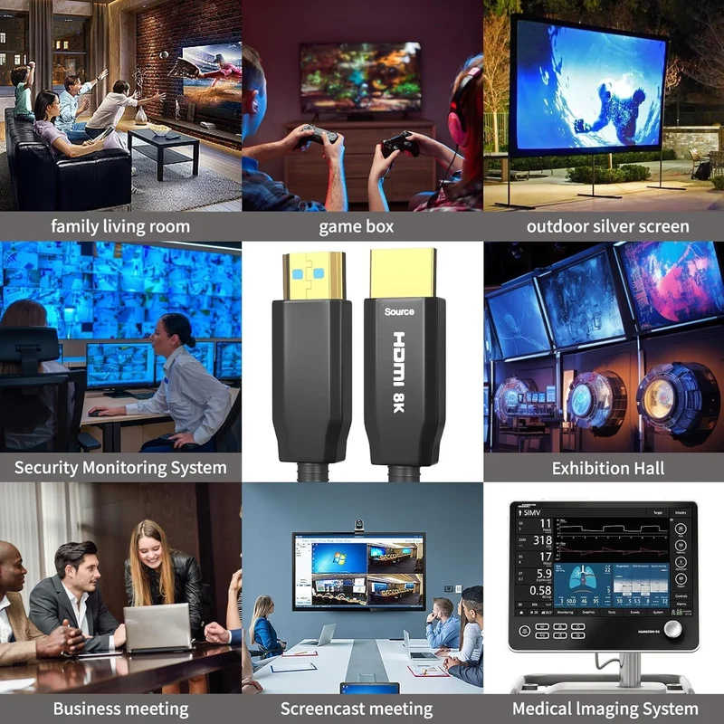 8K HDMI Glasfaserkabel 0.8M, HDMI 2.1 Kabel 48Gbps Ultra High Speed,In Wall CL3 Rated,AOC 8K@60Hz,4K
