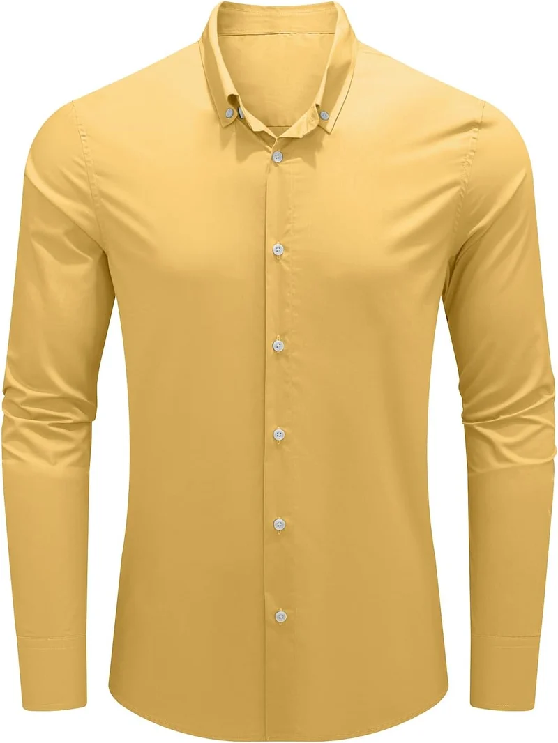 Leinenhemd für Herren, Langarm, lässig, Baumwolle, Hemden, Herren, einfarbig, Business, Casual, Knop