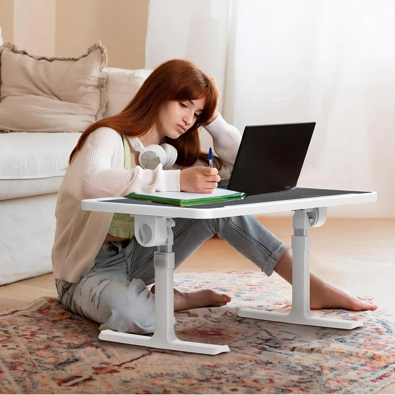 Huracan Laptoptisch für Bett mit 5-Höhenverstellbar & Winkelverstellbar Schwarz Gebürstet Höhenverst