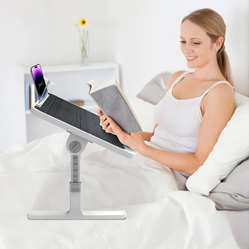 Huracan Laptoptisch für Bett mit 5-Höhenverstellbar & Winkelverstellbar Schwarz Gebürstet Höhenverst
