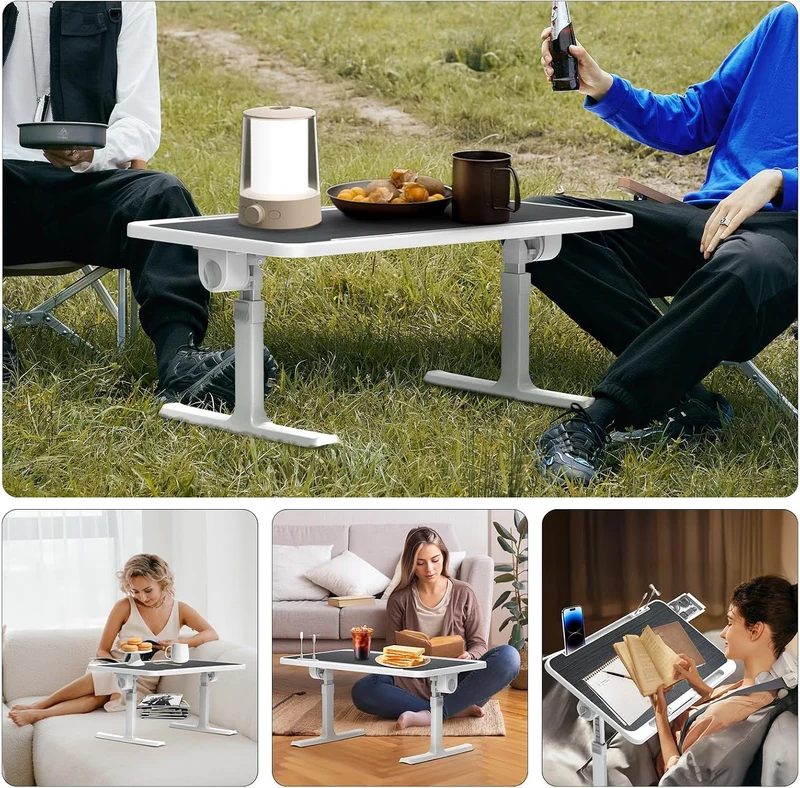 Huracan Laptoptisch für Bett mit 5-Höhenverstellbar & Winkelverstellbar Schwarz Gebürstet Höhenverst