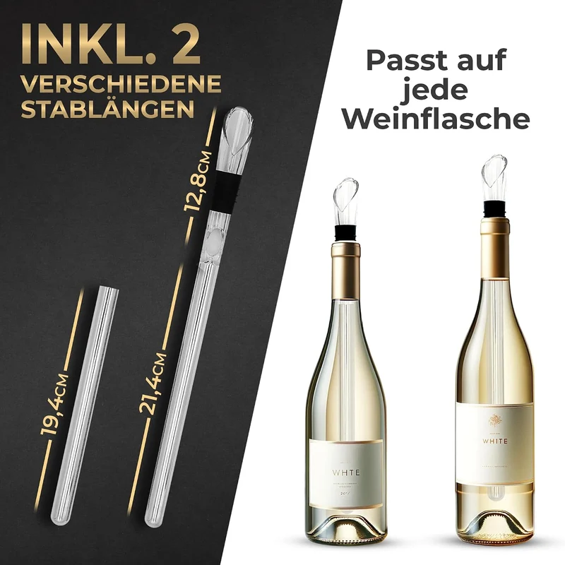 KERA® Weinkühler Weinkühlstab Flaschenkühler | 7-in-1 | inkl. 2 Längen + 2 Ausgiesser + 2 Flaschenve