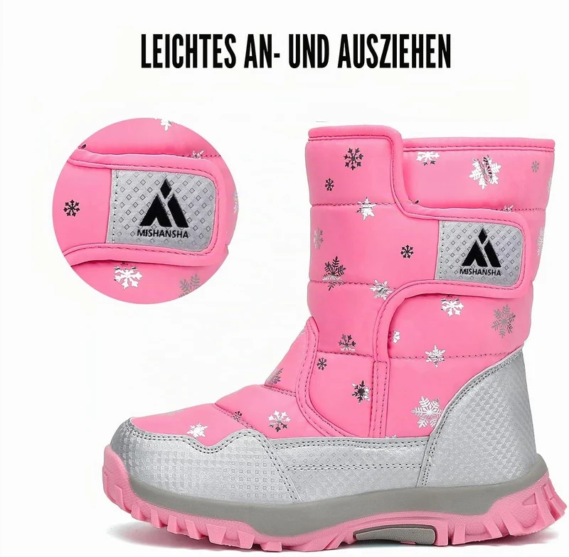 Mishansha Winterstiefel Kinder Warme Gefütterte Schneestiefel Gr.24-38 Pink 29 EU, Pink 29 EU