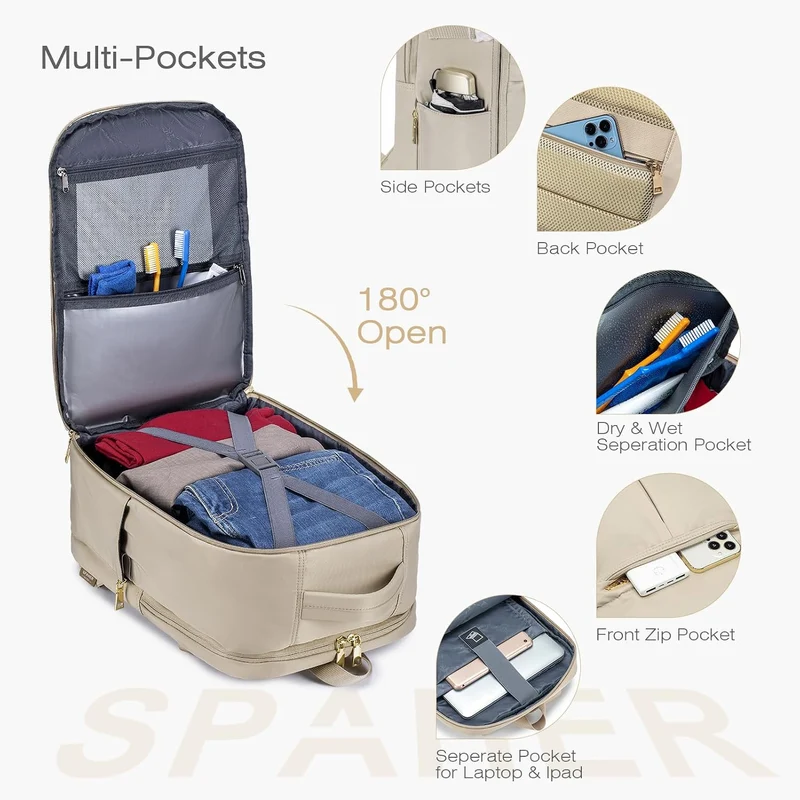SPAHER Reiserucksack Handgepäck 40x30x25 Eurowings Laptop Rucksack 15,6 Zoll mit Laptopfach Business