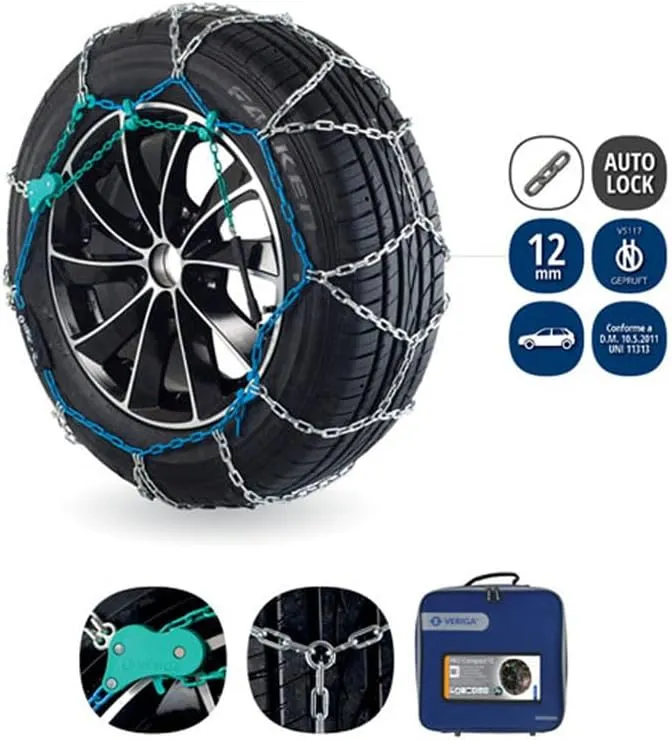 Veriga PC12-140 PRO COMPACT 12mm Schneeketten Satz (1 Paar= 2 Stück) manuelle Spannung für PKW 43122