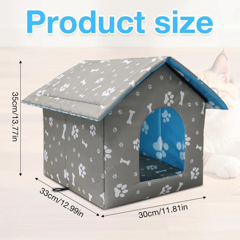 Katzenhaus Outdoor Winterfest, 35x33x30CM Wetterfest Katzenhaus für Draussen Gross mit Abnehmbarem W